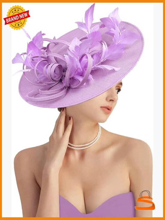 Linen Fascinator Hat - Vintage Feather Headpiece for Derby, Wedding, Tea Party